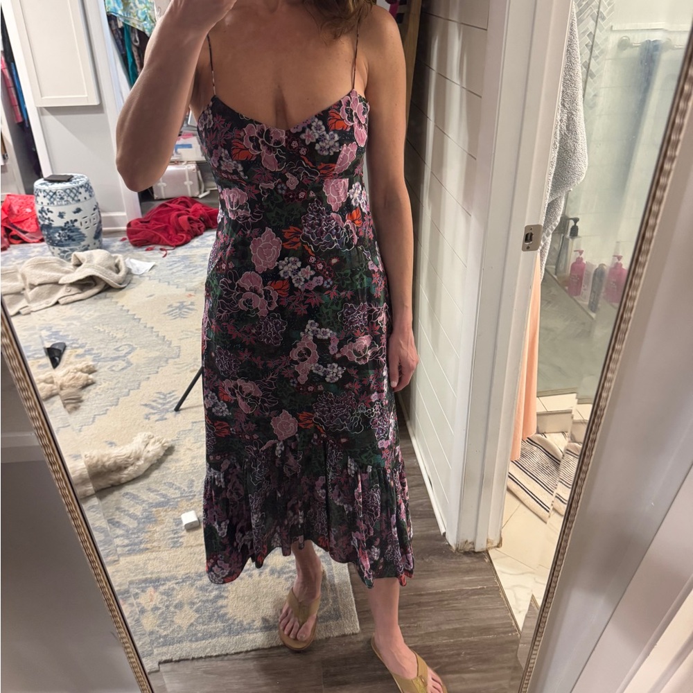 SALONI Pink and Green Floral Maxi Dress will fit a size 2